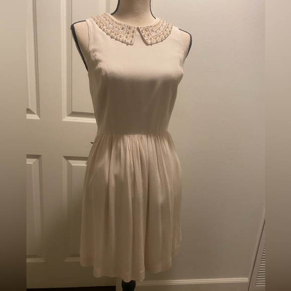 Kenzie Women’s Sleeveless Elegant Short Cream Dress Pearl Beads Accents size 4 - Picture 4 of 17